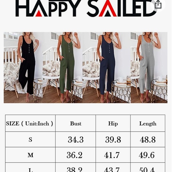 Happy Sailed Women’s Casual Sleeveless Front Button Jumpsuit - Picture 4 of 6